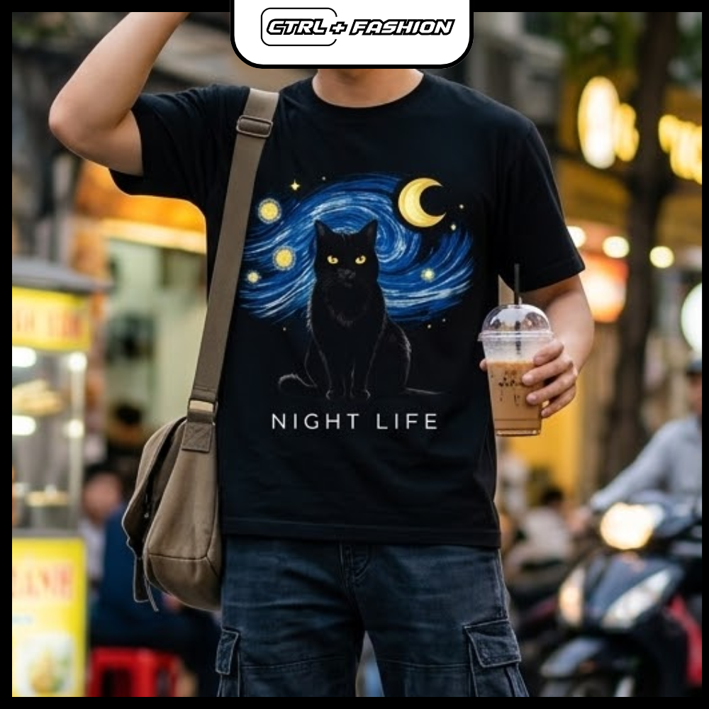 Thiết kế áo (19) Monochrome Black Cat - ảnh phụ áo đen
