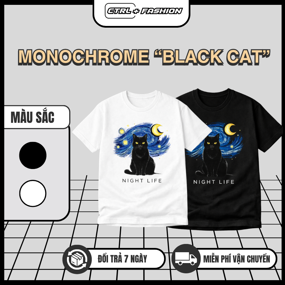 Thiết kế áo (20) Monochrome Black Cat - ảnh chính